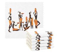 Vftphvr 6 PCs Dish Towels, Dish Cloths Absorbent Towels Washcloths Kitchen Cleaning Cloths Lint Free Bar Tea Soft Waffle Towel 11"x11" Print African Black Woman Classic Afro American Women