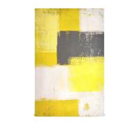 Vftphvr 6 PCs Polyester Kitchen Dish Towel Hemmed Napkin Towel Waffle Dishtowels Dishcloths Hand Bar Tea Towels with Hanging Loop Print Yellow, Grey and White Abstract Art Painting
