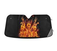 Vftphvr Auto Car Front Sunshade Foldable Visor Vehicle Blocker UV Rays Windshield Automobile Window Heat Screen Protector Cover L Print Three Fire Skeletons