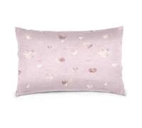 Vftphvr Cotton Velvet Pillowcase, Throw Pillow Bed Pillow Cases Soft Breathable Sham Cushion Case Covers for Car Couch Bed 20x26 inches Print Rose Gold Hearts Golden Glitter On Pink