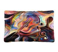 Vftphvr Dog Cat Bed Mat for Small Medium Pets, Soft Crate Pad Mattress Cushion No Slip Sleeping Kennel Mat Washable & Dry 24x18 inch Print Human and Musical Shapes Inner Melody Series