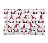 Vftphvr Dog Cat Bed Mat for Small Medium Pets, Soft Crate Pad Mattress Cushion No Slip Sleeping Kennel Mat Washable & Dry 36x24 inch Print Scandinavian Christmas Gnome Dressed Red On White