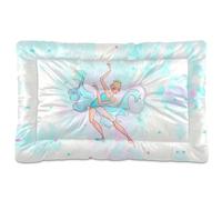 Vftphvr Dog Cat Bed Mat for Small Medium Pets, Soft Crate Pad Mattress Cushion No Slip Sleeping Kennel Mat Washable & Dry 24x18 inch Print Ballerinas Ballet Dance Dressed Turquoise Pattern