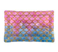 Vftphvr Dog Cat Bed Mat for Small Medium Pets, Soft Crate Pad Mattress Cushion No Slip Sleeping Kennel Mat Washable & Dry 36x24 inch Print Mermaid Tail Scales God Fish Scales in Pink Blue