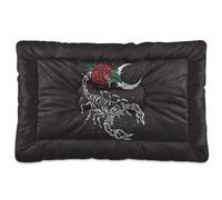Vftphvr Dog Cat Bed Mat for Small Medium Pets, Soft Crate Pad Mattress Cushion No Slip Sleeping Kennel Mat Washable & Dry 24x18 inch Print Scorpion Red Rose Flowers Crescent Moon
