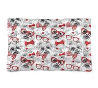 Vftphvr Dog Cat Bed Mat for Small Medium Pets, Soft Crate Pad Mattress Cushion No Slip Sleeping Kennel Mat Washable & Dry 36x24 inch Print Yorkshire Terrier with Red Ties and Sunglasses