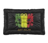 Vftphvr Dog Cat Bed Mat for Small Medium Pets, Soft Crate Pad Mattress Cushion No Slip Sleeping Kennel Mat Washable & Dry 36x24 inch Print Relax Reggae Music Grounge Palm Trees On Black