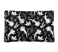 Vftphvr Dog Cat Bed Mat for Small Medium Pets, Soft Crate Pad Mattress Cushion No Slip Sleeping Kennel Mat Washable & Dry 24x18 inch Print Axolotl Sea Weeds Seamless Black White