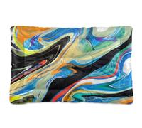 Vftphvr Dog Cat Bed Mat for Small Medium Pets, Soft Crate Pad Mattress Cushion No Slip Sleeping Kennel Mat Washable & Dry 36x24 inch Print Hand Painted Abstract Colorful Texture Blue Black