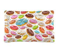 Vftphvr Dog Cat Bed Mat for Small Medium Pets, Soft Crate Pad Mattress Cushion No Slip Sleeping Kennel Mat Washable & Dry 36x24 inch Print Colorful Donuts Icons Sweet Bakery Seamless On White