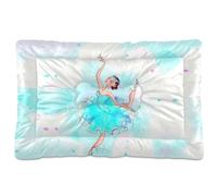 Vftphvr Dog Cat Bed Mat for Small Medium Pets, Soft Crate Pad Mattress Cushion No Slip Sleeping Kennel Mat Washable & Dry 24x18 inch Print Ballerinas Ballet Dance Dressed in Turquoise