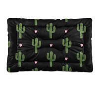 Vftphvr Dog Cat Bed Mat for Small Medium Pets, Soft Crate Pad Mattress Cushion No Slip Sleeping Kennel Mat Washable & Dry 36x24 inch Print Green Desert Cactus Cacti Pink Hearts Seamless