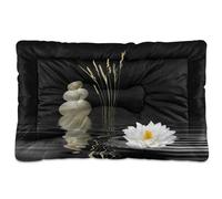 Vftphvr Dog Cat Bed Mat for Small Medium Pets, Soft Crate Pad Mattress Cushion No Slip Sleeping Kennel Mat Washable & Dry 36x24 inch Print Spa Zen Stones White Lotus Lily Wild Over Water