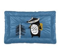 Vftphvr Dog Cat Bed Mat for Small Medium Pets, Soft Crate Pad Mattress Cushion No Slip Sleeping Kennel Mat Washable & Dry 36x24 inch Print Tourist Raccoon Beaver On Blue