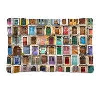 Vftphvr Dog Cat Bed Mat for Small Medium Pets, Soft Crate Pad Mattress Cushion No Slip Sleeping Kennel Mat Washable & Dry 24x18 inch Print Ancient Wooden Door from All Around The World