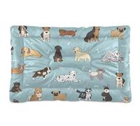 Vftphvr Dog Cat Bed Mat for Small Medium Pets, Soft Crate Pad Mattress Cushion No Slip Sleeping Kennel Mat Washable & Dry 24x18 inch Print Doodle Puppy Dogs Bones Seamless