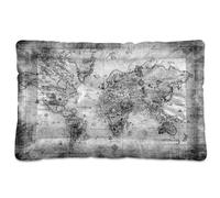 Vftphvr Dog Cat Bed Mat for Small Medium Pets, Soft Crate Pad Mattress Cushion No Slip Sleeping Kennel Mat Washable & Dry 36x24 inch Print Ancient Map of The World Black White