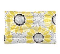 Vftphvr Dog Cat Bed Mat for Small Medium Pets, Soft Crate Pad Mattress Cushion No Slip Sleeping Kennel Mat Washable & Dry 24x18 inch Print Abstract Floral Yellow Sunflowers