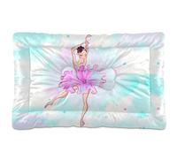 Vftphvr Dog Cat Bed Mat for Small Medium Pets, Soft Crate Pad Mattress Cushion No Slip Sleeping Kennel Mat Washable & Dry 36x24 inch Print Ballerinas Ballet Dance Dressed in Pink