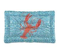 Vftphvr Dog Cat Bed Mat for Small Medium Pets, Soft Crate Pad Mattress Cushion No Slip Sleeping Kennel Mat Washable & Dry 24x18 inch Print Red Lobster On Turquoise Mosaic Check
