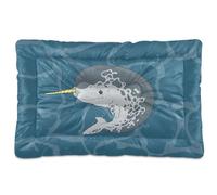 Vftphvr Dog Cat Bed Mat for Small Medium Pets, Soft Crate Pad Mattress Cushion No Slip Sleeping Kennel Mat Washable & Dry 36x24 inch Print Narwhal Unicorn Fish Under Sea Water