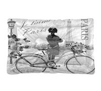 Vftphvr Dog Cat Bed Mat for Small Medium Pets, Soft Crate Pad Mattress Cushion No Slip Sleeping Kennel Mat Washable & Dry 36x24 inch Print Paris Vintage Poster Woman Eiffel Tower Flowers