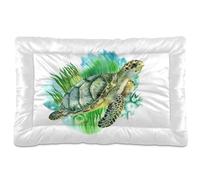 Vftphvr Dog Cat Bed Mat for Small Medium Pets, Soft Crate Pad Mattress Cushion No Slip Sleeping Kennel Mat Washable & Dry 36x24 inch Print Green Sea Turtle On White