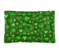 Vftphvr Dog Cat Bed Mat for Small Medium Pets, Soft Crate Pad Mattress Cushion No Slip Sleeping Kennel Mat Washable & Dry 24x18 inch Print St Patrick Irish Shamrock Green Clover Leaves
