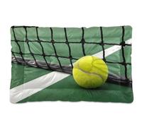Vftphvr Dog Cat Bed Mat for Small Medium Pets, Soft Crate Pad Mattress Cushion No Slip Sleeping Kennel Mat Washable & Dry 36x24 inch Print Tennis Ball Near The Net Green