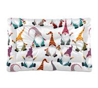 Vftphvr Dog Cat Bed Mat for Small Medium Pets, Soft Crate Pad Mattress Cushion No Slip Sleeping Kennel Mat Washable & Dry 24x18 inch Print Scandinavian Christmas Gnome Dressed Red Seamless