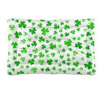 Vftphvr Dog Cat Bed Mat for Small Medium Pets, Soft Crate Pad Mattress Cushion No Slip Sleeping Kennel Mat Washable & Dry 36x24 inch Print St Patrick Irish Shamrock Green Clover Leaves On White