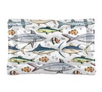 Vftphvr Dog Cat Bed Mat for Small Medium Pets, Soft Crate Pad Mattress Cushion No Slip Sleeping Kennel Mat Washable & Dry 24x18 inch Print Ocean Tropical Fishes Underwater Animals Marine Life