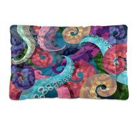 Vftphvr Dog Cat Bed Mat for Small Medium Pets, Soft Crate Pad Mattress Cushion No Slip Sleeping Kennel Mat Washable & Dry 24x18 inch Print Colorful Octopus Tentacles On Blue
