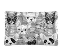 Vftphvr Dog Cat Bed Mat for Small Medium Pets, Soft Crate Pad Mattress Cushion No Slip Sleeping Kennel Mat Washable & Dry 24x18 inch Print French Bulldog Donuts Seamless