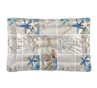 Vftphvr Dog Cat Bed Mat for Small Medium Pets, Soft Crate Pad Mattress Cushion No Slip Sleeping Kennel Mat Washable & Dry 24x18 inch Print Seashell Starfish Drift Bottle Lighthouse Boat