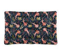 Vftphvr Dog Cat Bed Mat for Small Medium Pets, Soft Crate Pad Mattress Cushion No Slip Sleeping Kennel Mat Washable & Dry 36x24 inch Print Pink Axolotl and Sea Weed Leaves Seamless On Dark