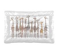 Vftphvr Dog Cat Bed Mat for Small Medium Pets, Soft Crate Pad Mattress Cushion No Slip Sleeping Kennel Mat Washable & Dry 24x18 inch Print Colorful Giraffes Giraffe Art