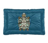 Vftphvr Dog Cat Bed Mat for Small Medium Pets, Soft Crate Pad Mattress Cushion No Slip Sleeping Kennel Mat Washable & Dry 24x18 inch Print Enthic Tribal Sea Turtle On Blue