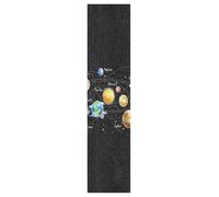 Vftphvr PVC Skateboard Grip Tape, Non-Slip Longboard Scooter Sticky Grip Tape, Sand Paper Sturdy Sheet Adhesive Sticker 10" x 44" Print Solar System On Black Style