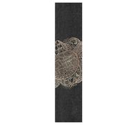 Vftphvr PVC Skateboard Grip Tape, Non-Slip Longboard Scooter Sticky Grip Tape, Sand Paper Sturdy Sheet Adhesive Sticker 10" x 44" Print Gold Hand Drawn Sea Turtle Lotus Flowers on Black