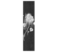 Vftphvr PVC Skateboard Grip Tape, Non-Slip Longboard Scooter Sticky Grip Tape, Sand Paper Sturdy Sheet Adhesive Sticker 10" x 44" Print Silver White Rose Flower On Black