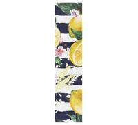 Vftphvr PVC Skateboard Grip Tape, Non-Slip Longboard Scooter Sticky Grip Tape, Sand Paper Sturdy Sheet Adhesive Sticker 9" x 33" Print Lemons with Leaves Flowers On Black White Stripes