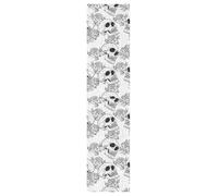 Vftphvr PVC Skateboard Grip Tape, Non-Slip Longboard Scooter Sticky Grip Tape, Sand Paper Sturdy Sheet Adhesive Sticker 9" x 33" Print Skull Skeleton Roses Black White Seamless