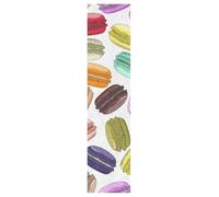 Vftphvr PVC Skateboard Grip Tape, Non-Slip Longboard Scooter Sticky Grip Tape, Sand Paper Sturdy Sheet Adhesive Sticker 9" x 33" Print Colorful Macaroons French Sweet Desserts Style