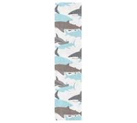 Vftphvr PVC Skateboard Grip Tape, Non-Slip Longboard Scooter Sticky Grip Tape, Sand Paper Sturdy Sheet Adhesive Sticker 10" x 44" Print Brown Turquoise Sharks Seamless On White Design