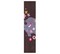 Vftphvr PVC Skateboard Grip Tape, Non-Slip Longboard Scooter Sticky Grip Tape, Sand Paper Sturdy Sheet Adhesive Sticker 9" x 33" Print Purple Elephant with Flowers On Black