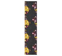 Vftphvr PVC Skateboard Grip Tape, Non-Slip Longboard Scooter Sticky Grip Tape, Sand Paper Sturdy Sheet Adhesive Sticker 9" x 33" Print Yellow Elephants with Flowers On Black
