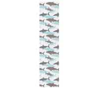 Vftphvr PVC Skateboard Grip Tape, Non-Slip Longboard Scooter Sticky Grip Tape, Sand Paper Sturdy Sheet Adhesive Sticker 10" x 44" Print Brown Turquoise Sharks Seamless On White