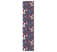 Vftphvr PVC Skateboard Grip Tape, Non-Slip Longboard Scooter Sticky Grip Tape, Sand Paper Sturdy Sheet Adhesive Sticker 9" x 33" Print French Bulldog Heads Puppies Dogs Colorful