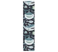 Vftphvr PVC Skateboard Grip Tape, Non-Slip Longboard Scooter Sticky Grip Tape, Sand Paper Sturdy Sheet Adhesive Sticker 9" x 33" Print Enthic Sharks Open Mouth with Teeth Seamless On Dark